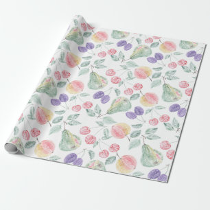 Pear, Apple, cherry, plum, fruit mix , stylish pap Wrapping Paper