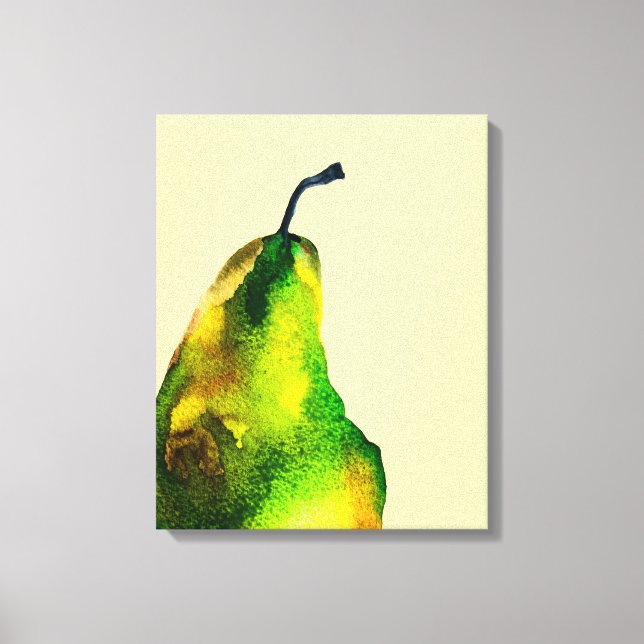 Pear art cute watercolor fruit canvas print (Front)