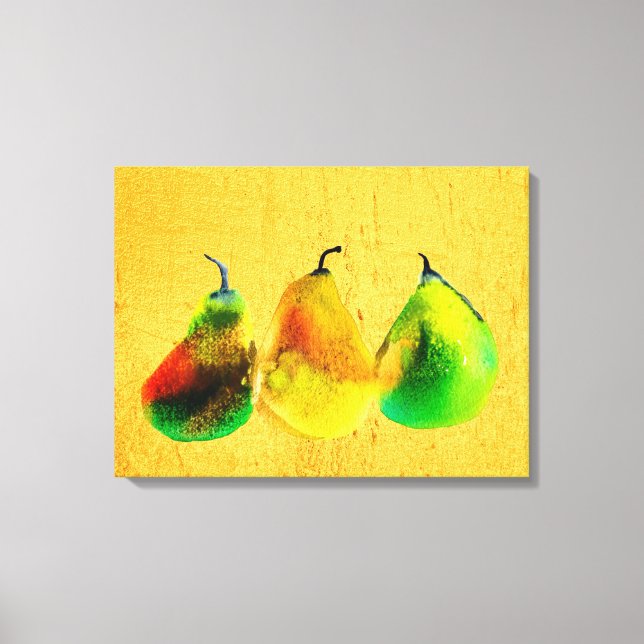 Pear art cute watercolor fruit canvas print (Front)