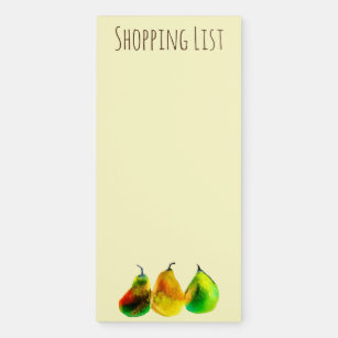 Pear art cute watercolor fruit magnetic notepad