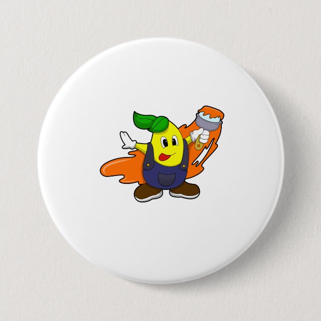 Pear as Painter with Paint brush Button (Front)