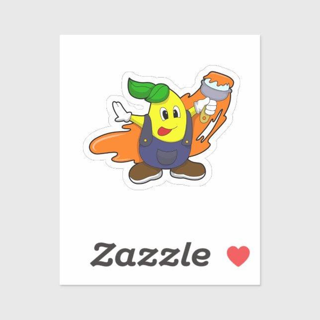 Pear as Painter with Paint brush Sticker (Sheet)