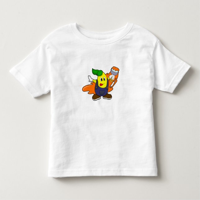 Pear as Painter with Paint brush Toddler T-shirt (Front)