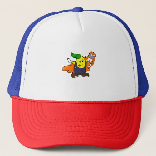 Pear as Painter with Paint brush Trucker Hat