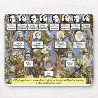 Pear Blossom Family Tree Quote and Photos Mouse Pad
