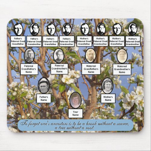 Pear Blossoms Family Tree Photos Ancestor Quote Mouse Pad