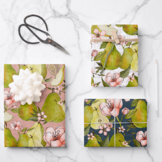 Pear Blossoms Gift Wrap - set of 3