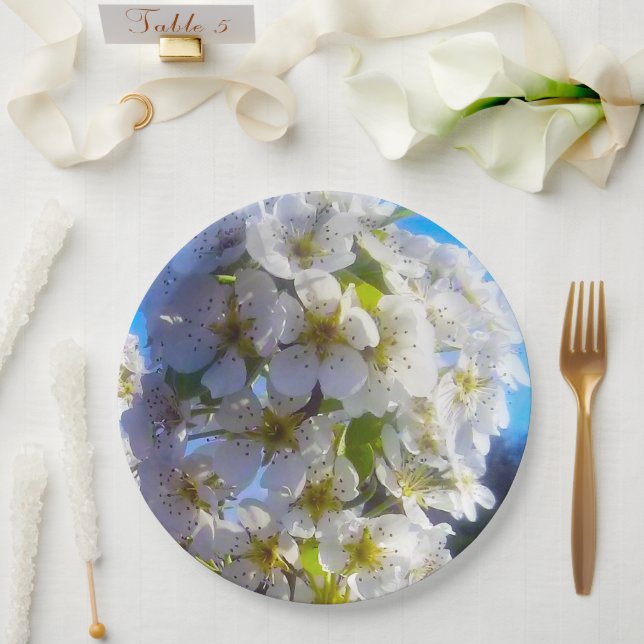  Pear Blossoms  Paper Plates (Wedding)