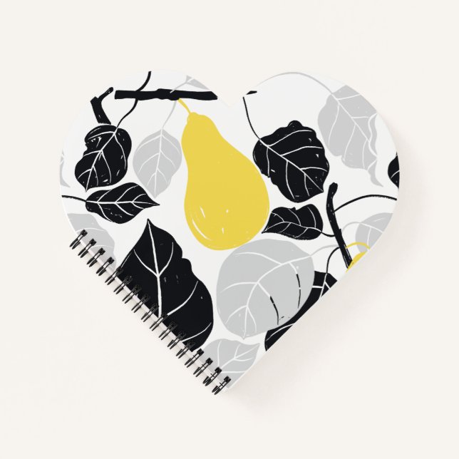 Pear Branches Yellow Black Notebook (Front)