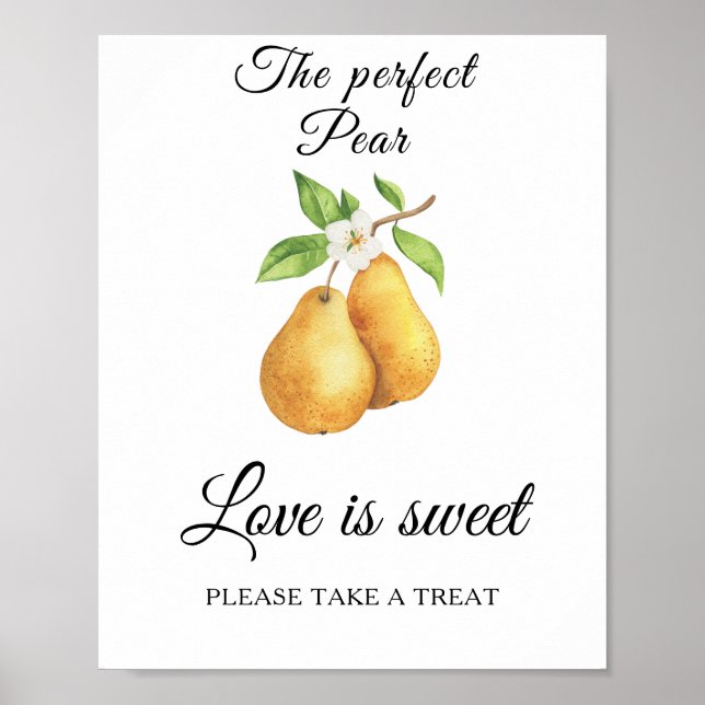 Pear bridal shower Love is sweet take a treat Poster (Front)