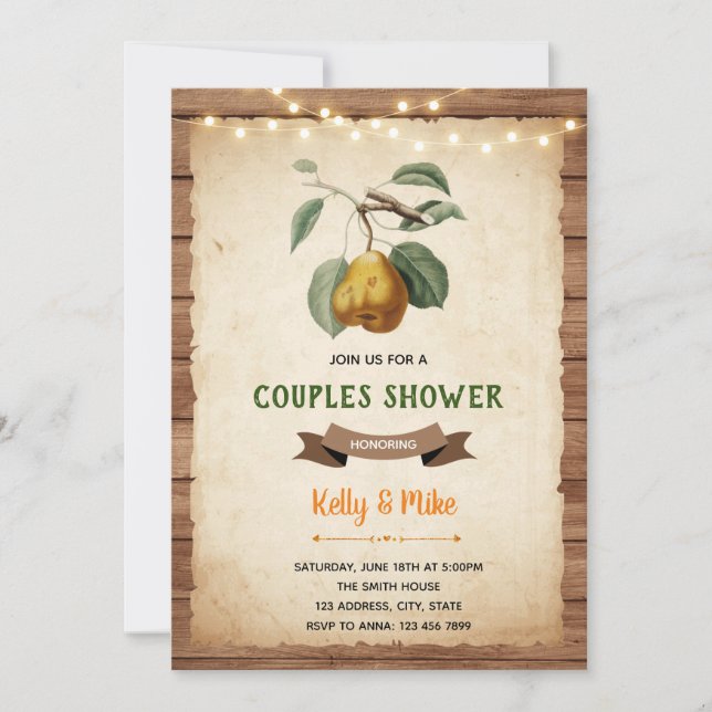 Pear couples shower theme invitation (Front)