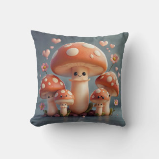 Pear crab with mushroom family throw pillow