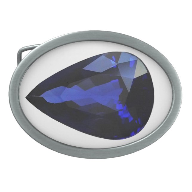 Pear cut Blue Sapphire Gemstone Belt Buckle (Front)