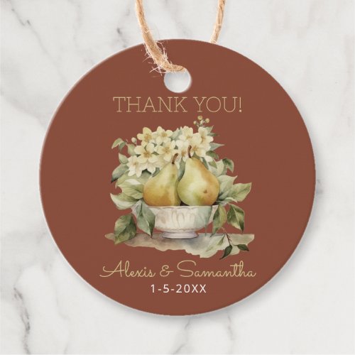 Pear_fect Brown and Green Wedding Favor Tags
