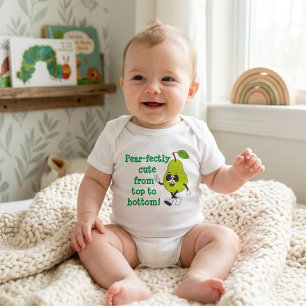 Pear-fectly Cute: Funny Pear Pun Baby Bodysuit
