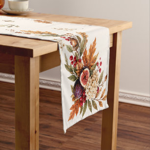 Pear Fig Watercolor Thanksgiving Tablescape Short Table Runner