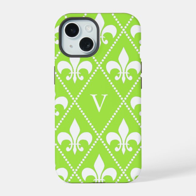 Pear Fleur de Lis w/ monogram Iphone Case (Back)