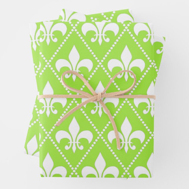 Pear Fleur de Lis Wrapping Paper Sheets (In situ)