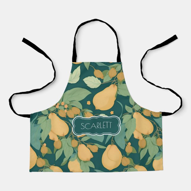 Pear Floral Colorful Personalized Pattern Apron (Front)