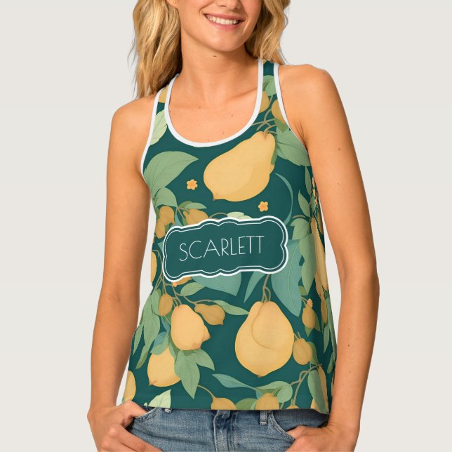 Pear Floral Colorful Personalized Pattern Tank Top (Front)