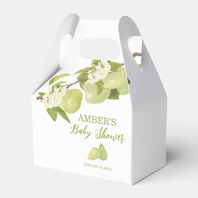 Pear Fruit Baby Shower Favor Boxes (Front Side)