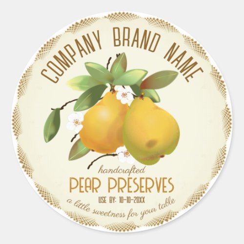 Pear Fruit Canning Jar Label