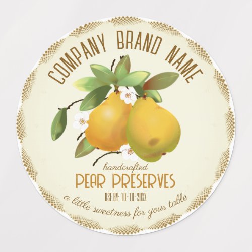 Pear Fruit Canning Jar Label