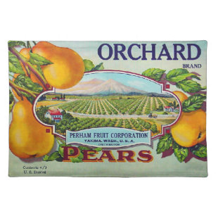 Pear Fruit Crate Label Vintage Advertisement Cloth Placemat