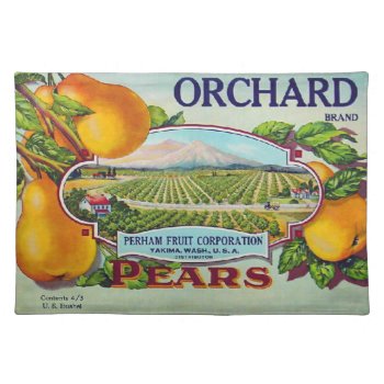Pear Fruit Crate Label Vintage Advertisement Cloth Placemat by LeAnnS123 at Zazzle