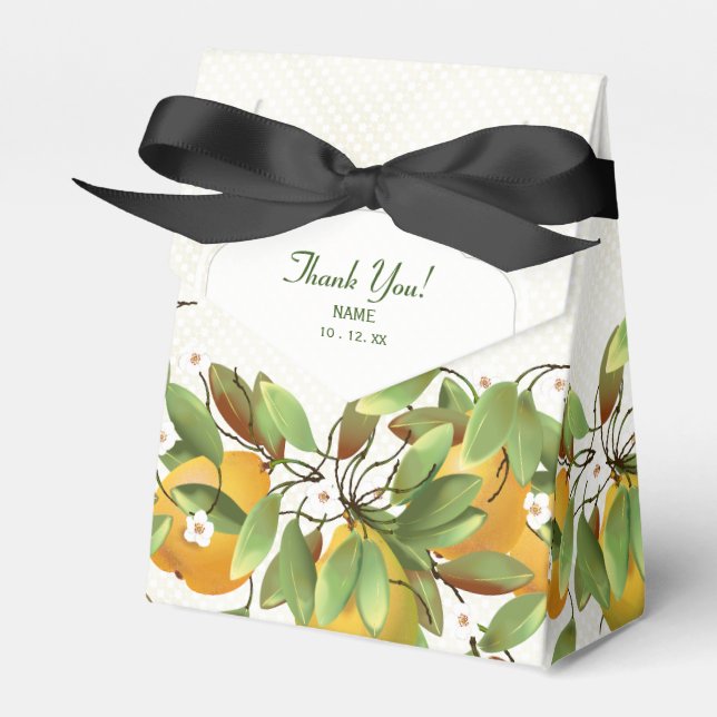 Pear Fruit Flowers Favor Boxes (Front Side)