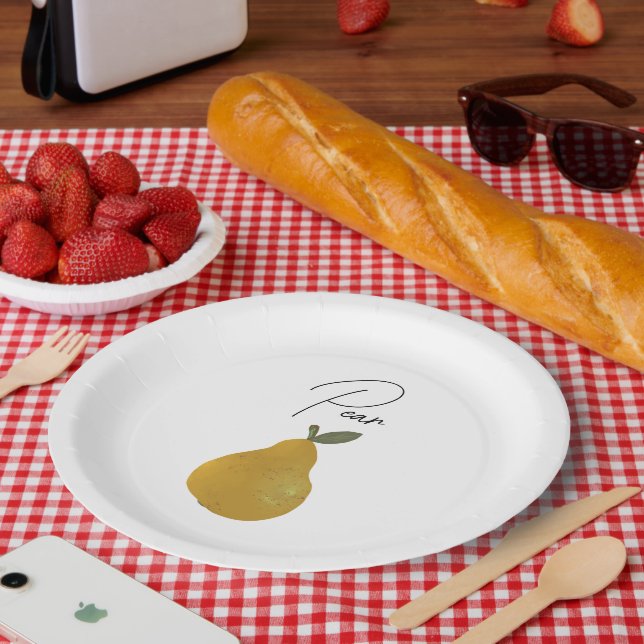 Pear Fruit Illustration  Paper Plates (Picnic)
