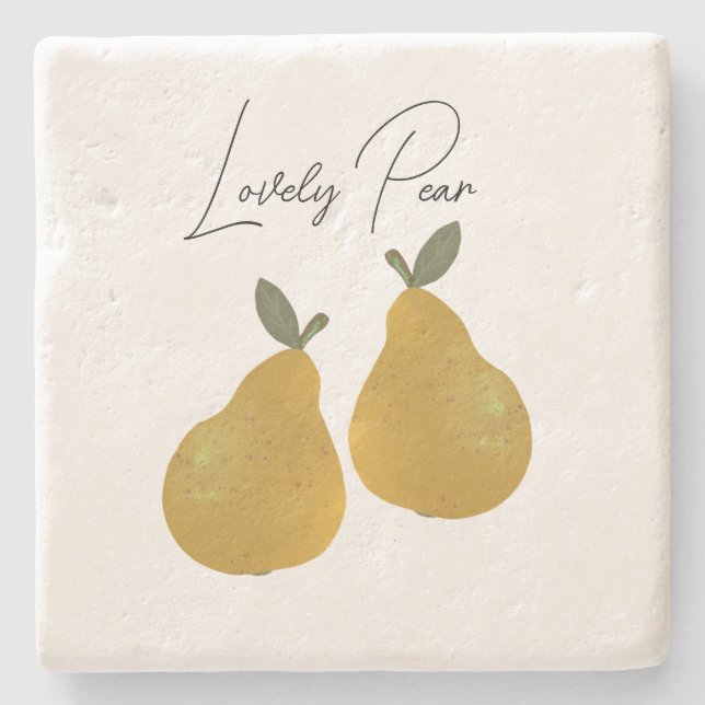 Pear Fruit Illustration  Stone Coaster (Front)