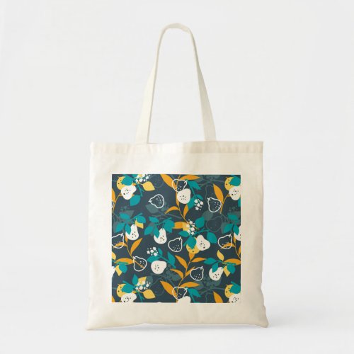  Pear Fruit Plant in Black Color Pattern Tote Bag