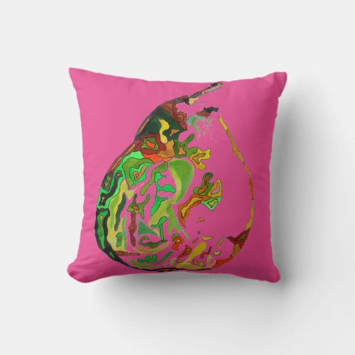 Pear fruit pop art watercolour art illustration throw pillow