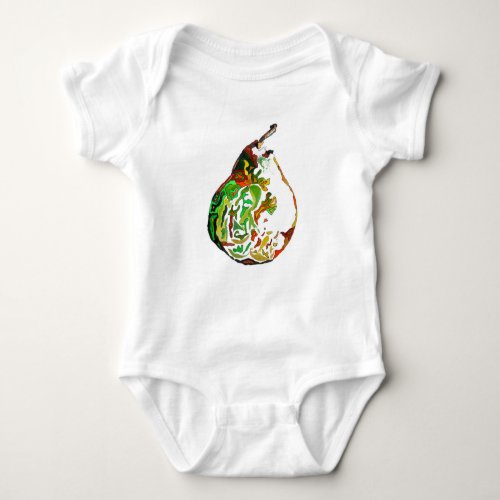 Pear fruit pop art watercolour illustration baby bodysuit