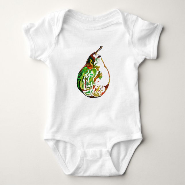 Pear fruit pop art watercolour illustration baby bodysuit (Front)