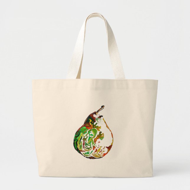 Pear fruit pop art watercolour illustration large tote bag (Front)