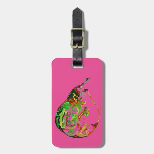 Pear fruit pop art watercolour illustration luggage tag