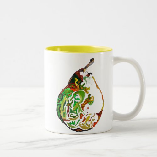 Pear fruit pop art watercolour illustration Two_Tone coffee mug