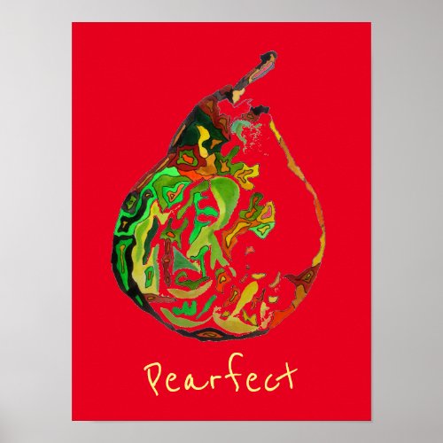 Pear fruit slogan pop art watercolour poster