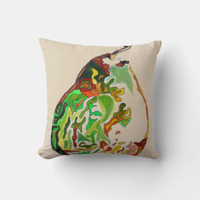 Pear fruit watercolour art illustration throw pillow (Front)