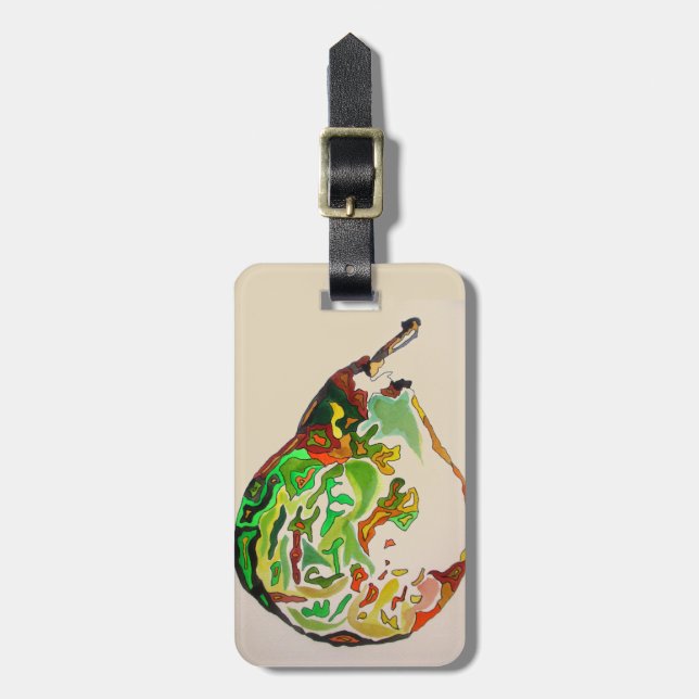 Pear fruit watercolour illustration luggage tag (Front Vertical)