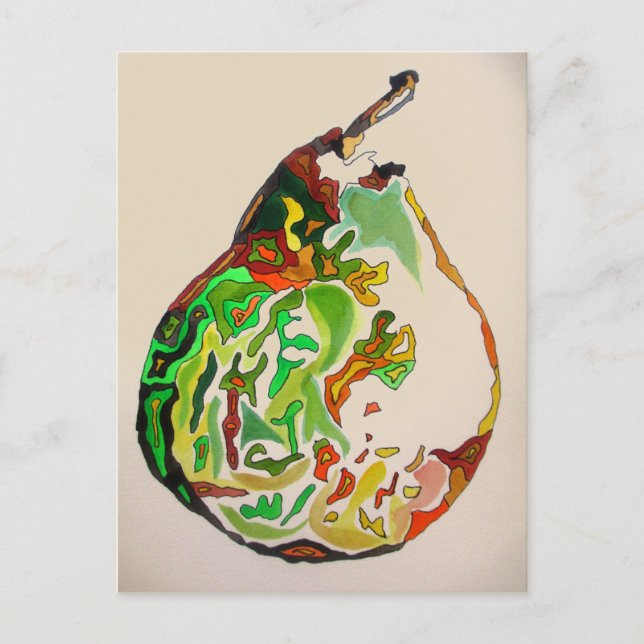 Pear fruit watercolour illustration postcard (Front)