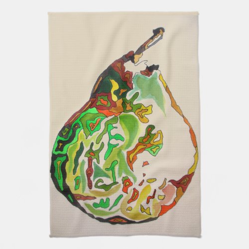 Pear fruit watercolour illustration towel
