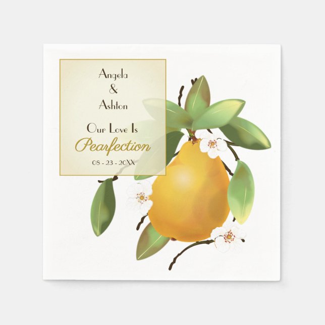 Pear Fruit Wedding Napkins (Front)