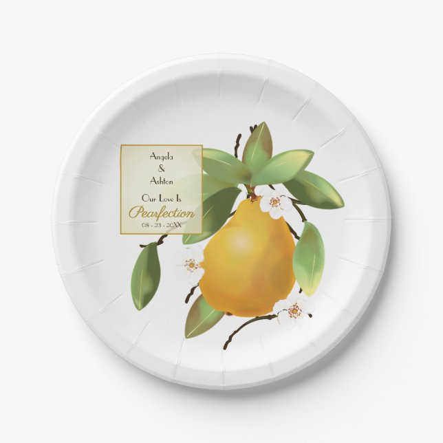 Pear Fruit Wedding  Paper Plates (Front)
