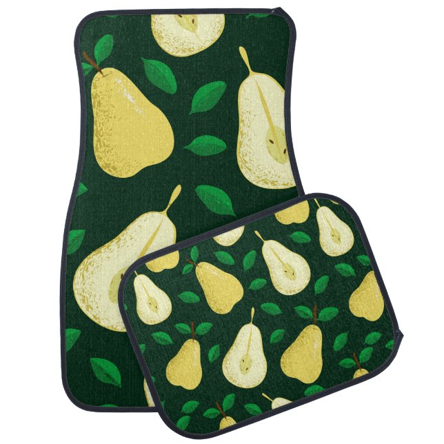 Pear fruits seamless pattern car floor mat (Set)