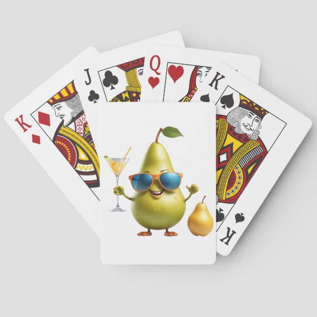 Pear Fun Cheerful Vacation Tropical Drink Party Poker Cards (Back)