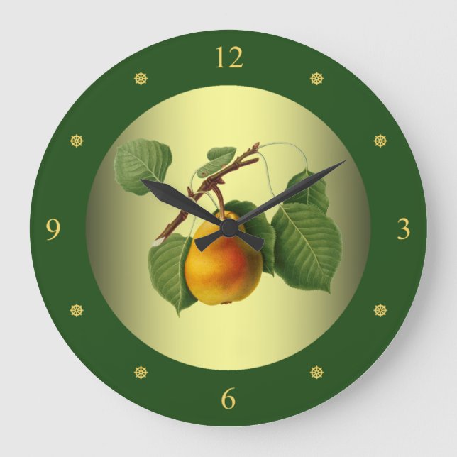 Pear ~ Giorgio Gallesio ~ Botanical Fruit ~ Large Clock (Front)