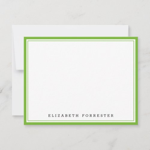 Pear Green Classic Double Border Correspondence Note Card